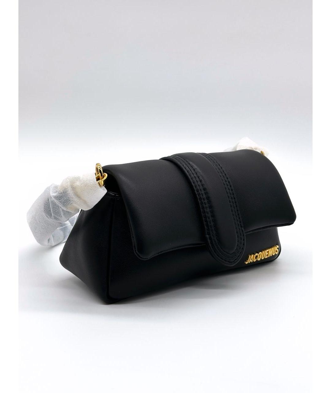JACQUEMUS Черная кожаная сумка с короткими ручками, фото 2