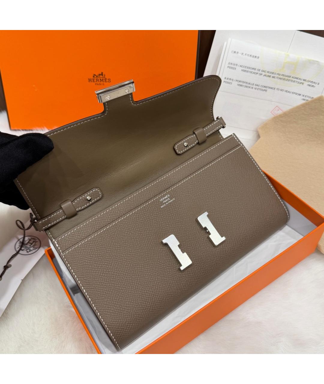 HERMES Бежевая кожаная сумка через плечо, фото 4