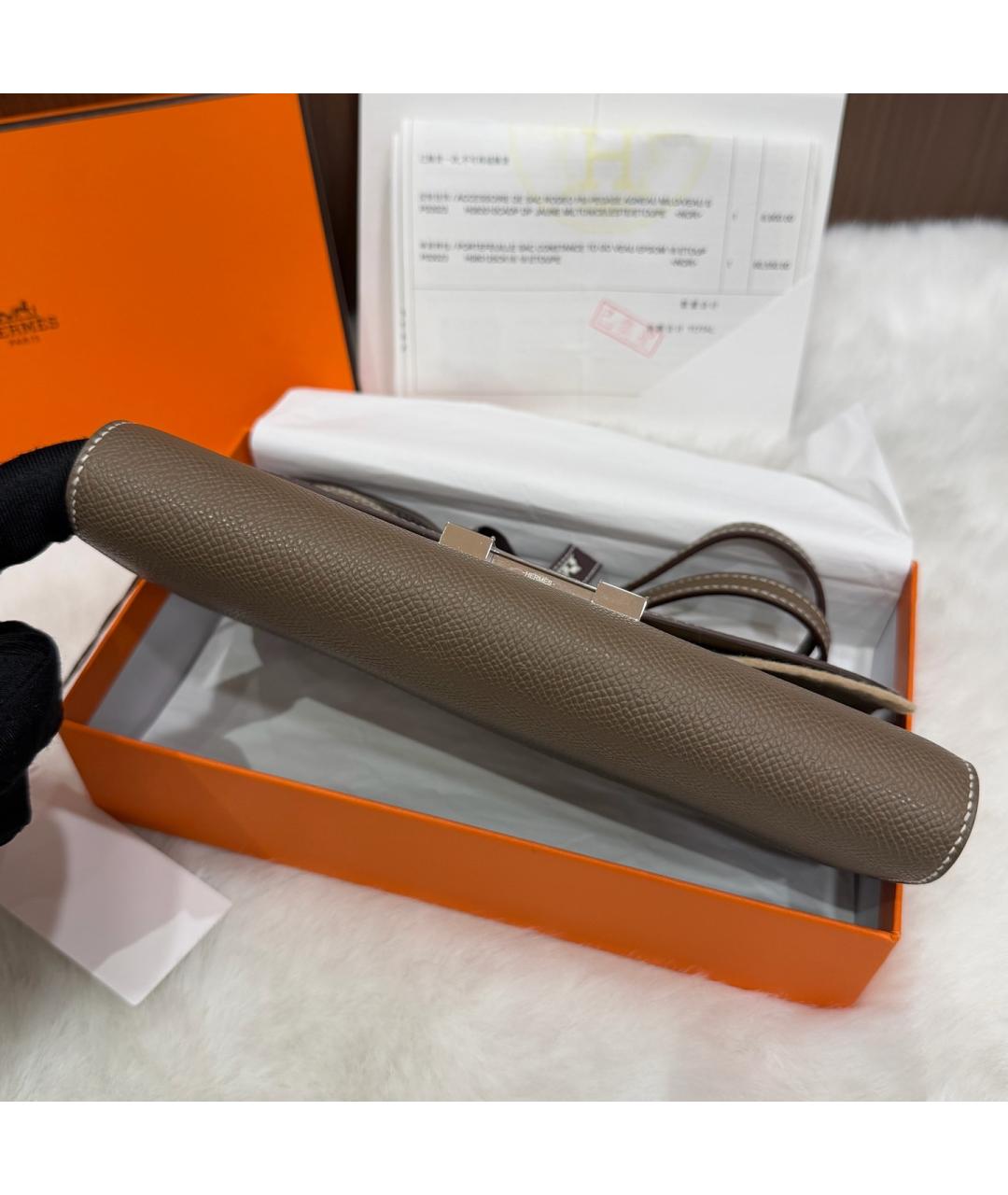 HERMES Бежевая кожаная сумка через плечо, фото 3