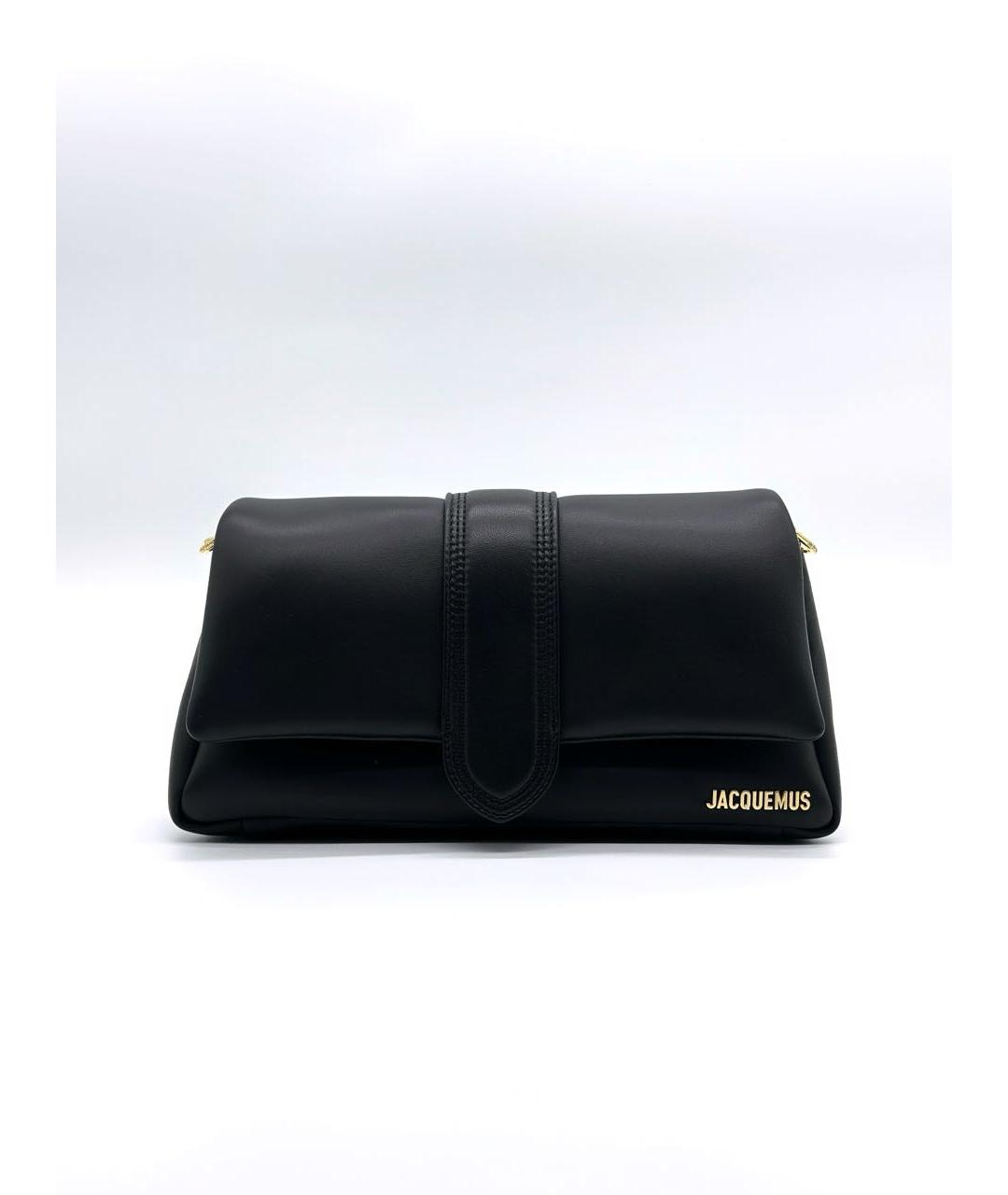 JACQUEMUS Черная кожаная сумка через плечо, фото 5