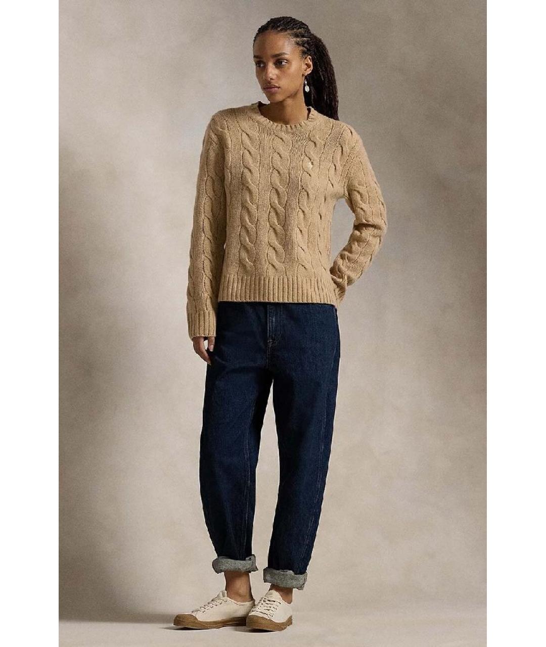 POLO RALPH LAUREN Бежевый шерстяной джемпер / свитер, фото 3