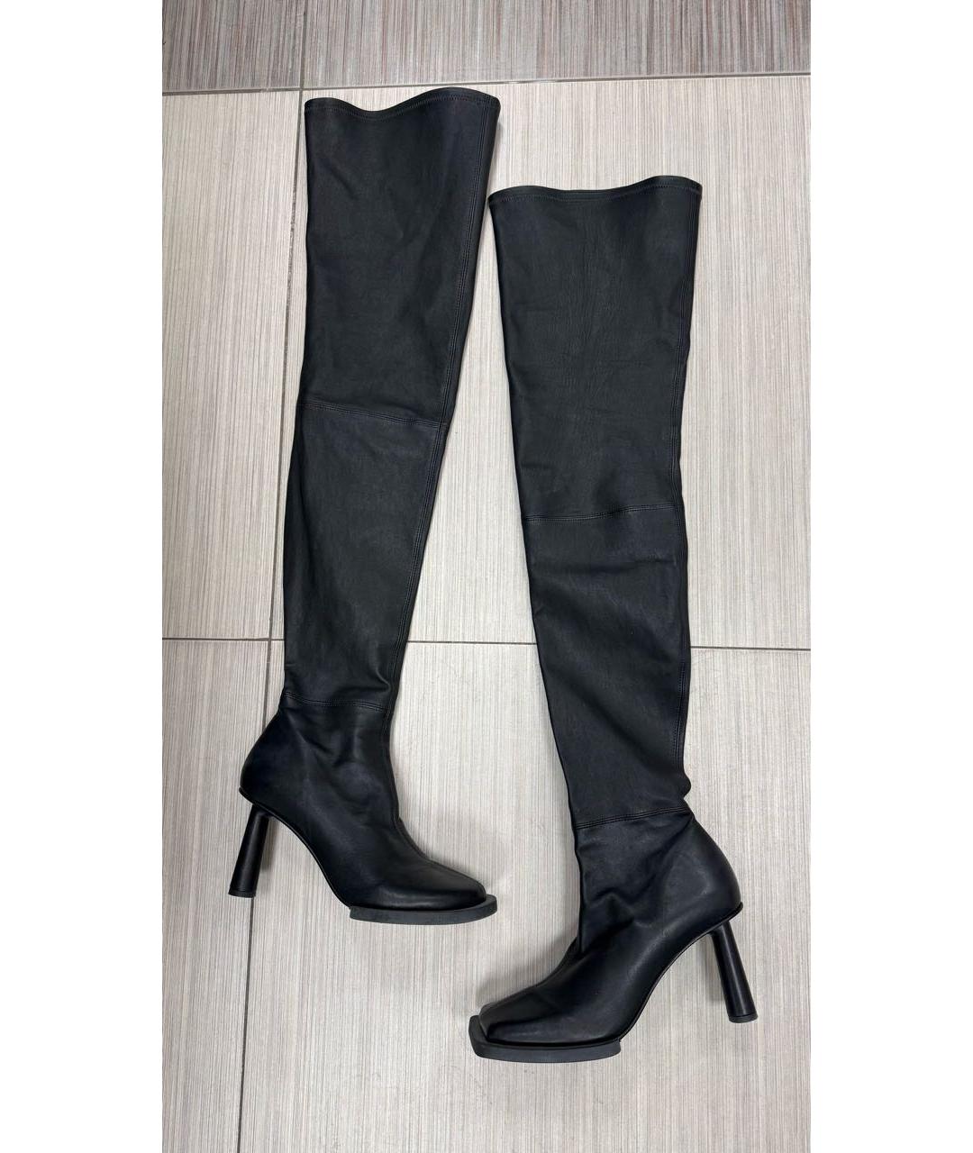 JACQUEMUS Черные кожаные ботфорты, фото 6