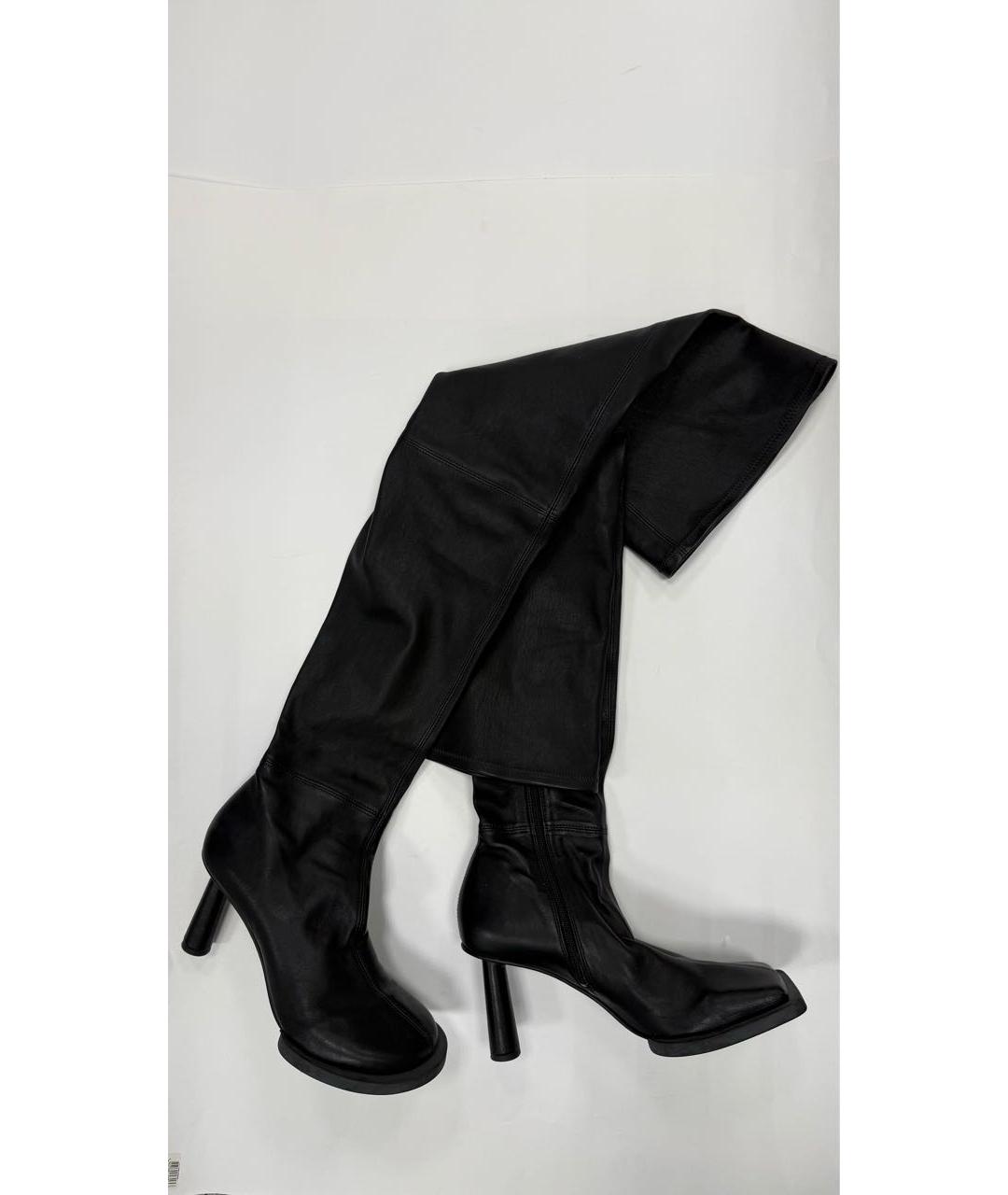 JACQUEMUS Черные кожаные ботфорты, фото 4