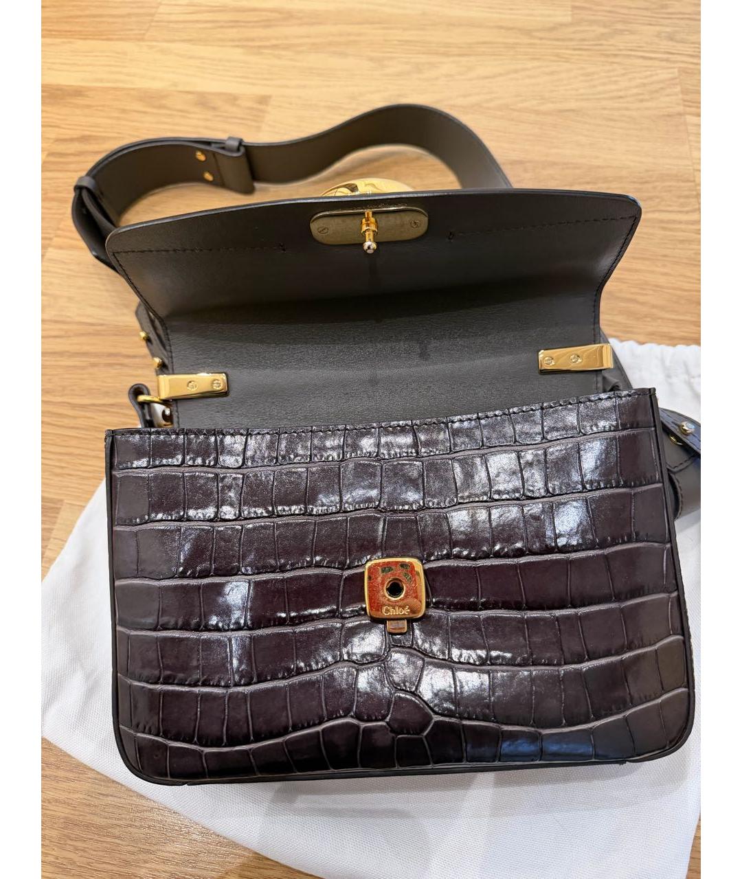 CHLOE Коричневая кожаная сумка с короткими ручками, фото 6