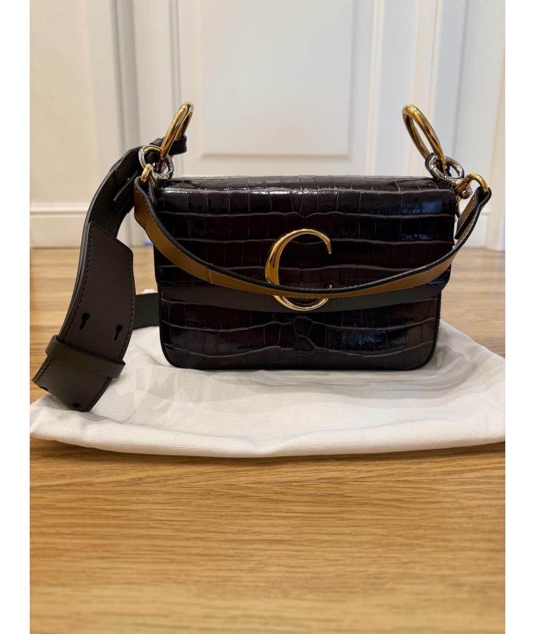 CHLOE Коричневая кожаная сумка с короткими ручками, фото 7