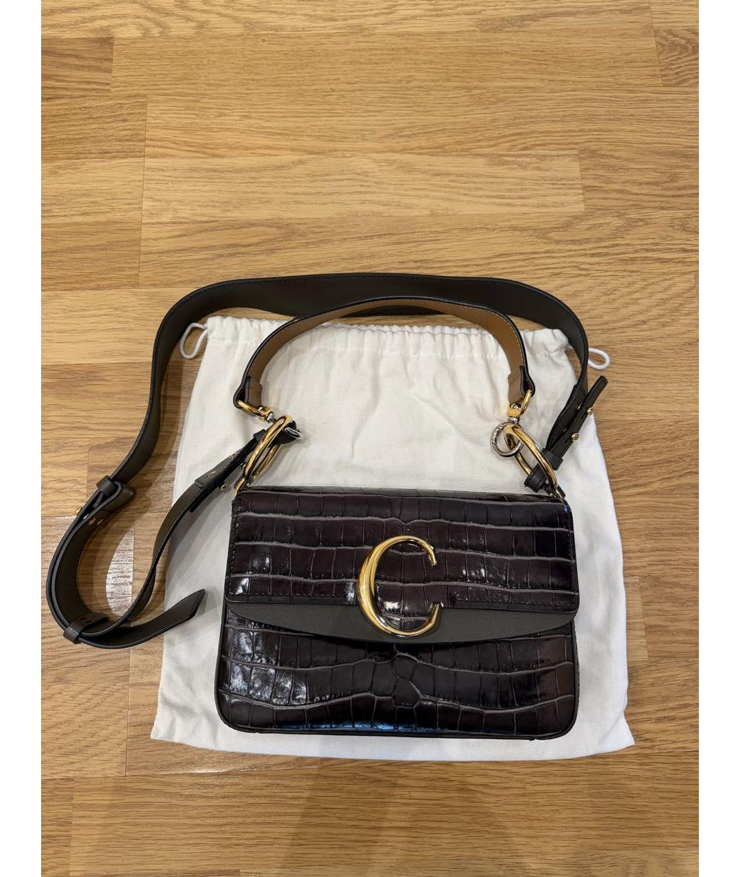 CHLOE Коричневая кожаная сумка с короткими ручками, фото 8