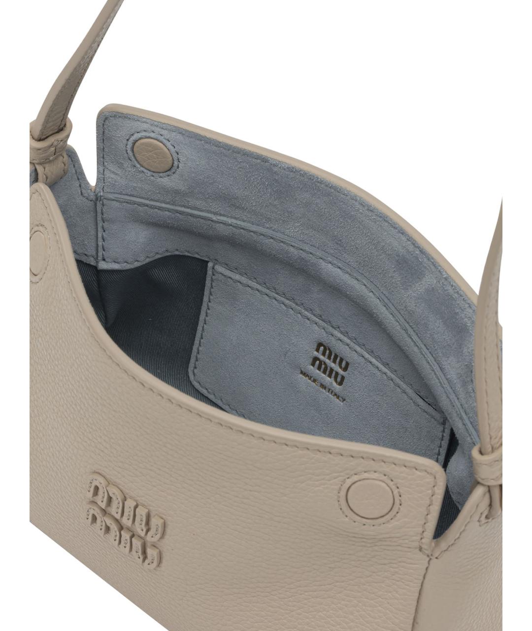 MIU MIU Бежевая кожаная сумка через плечо, фото 5