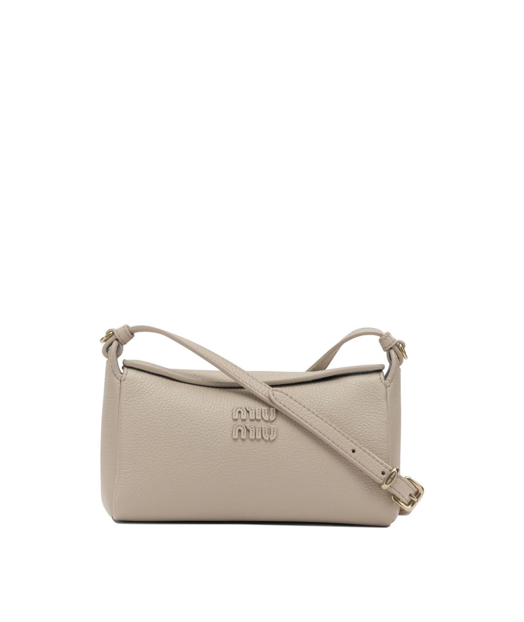 MIU MIU Бежевая кожаная сумка через плечо, фото 1