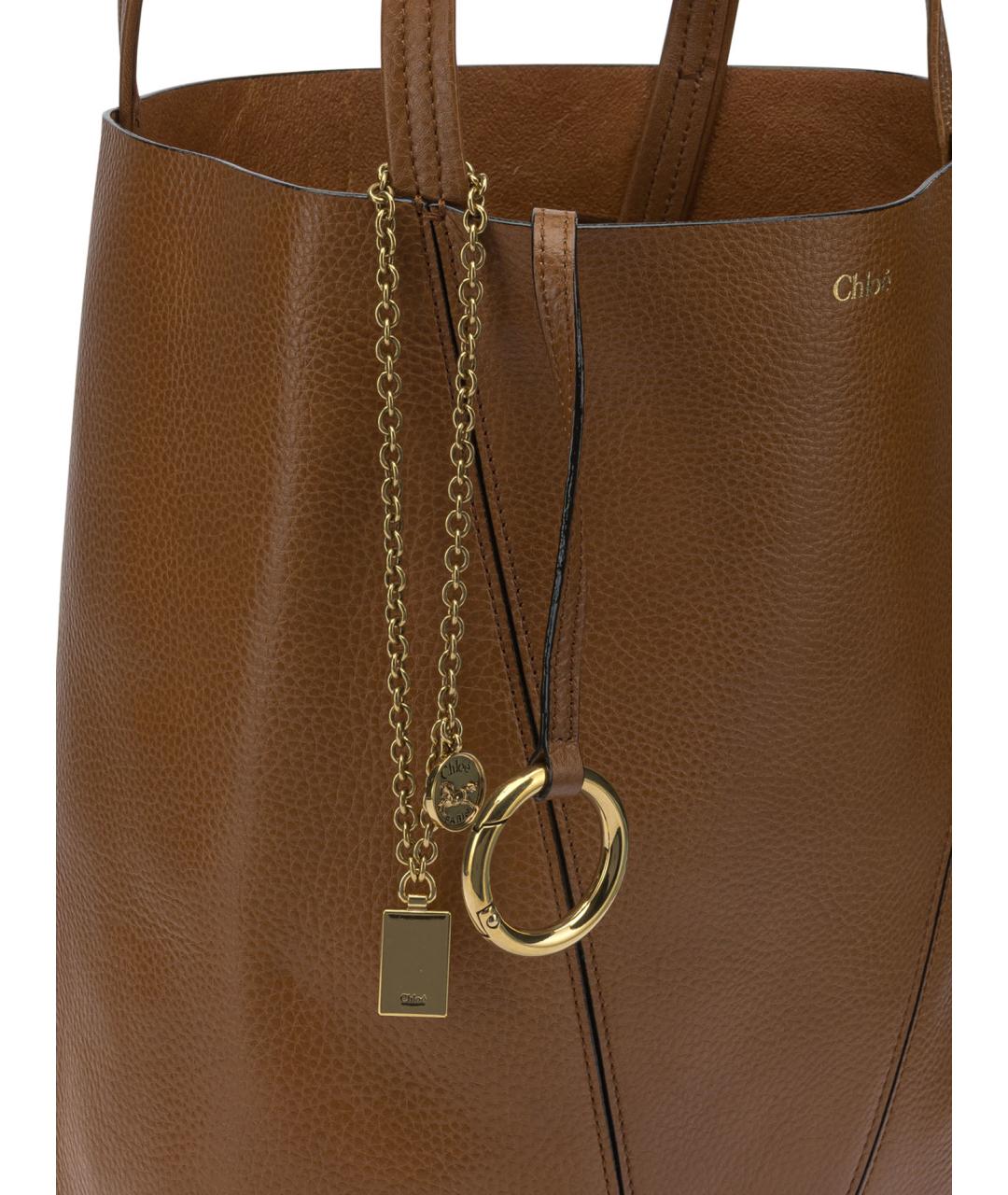 CHLOE Коричневая кожаная сумка тоут, фото 4