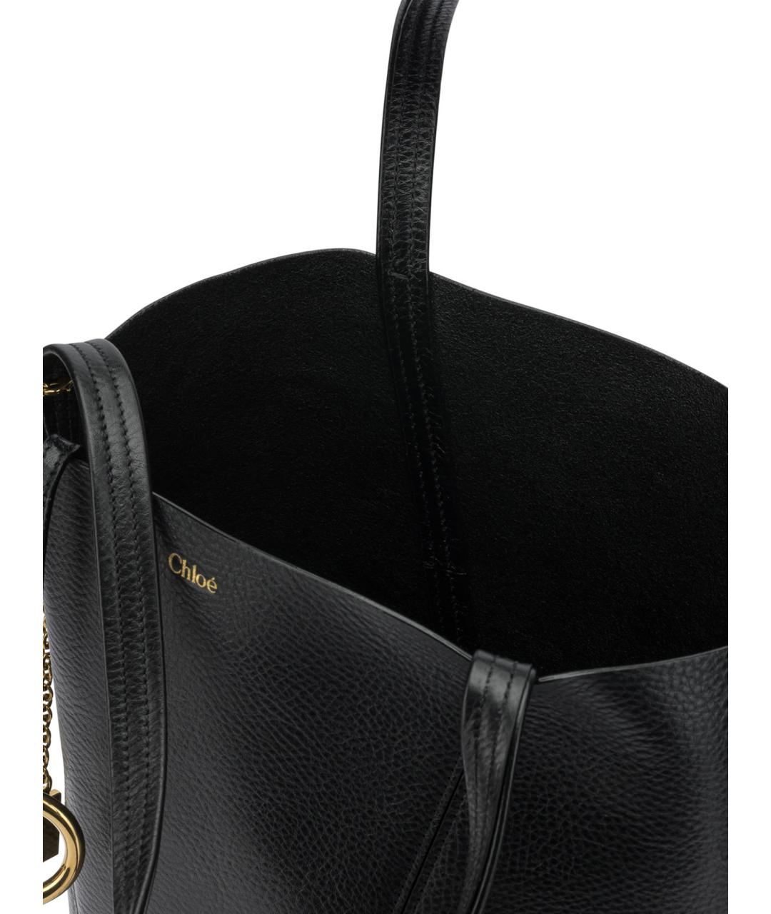 CHLOE Черная кожаная сумка тоут, фото 5
