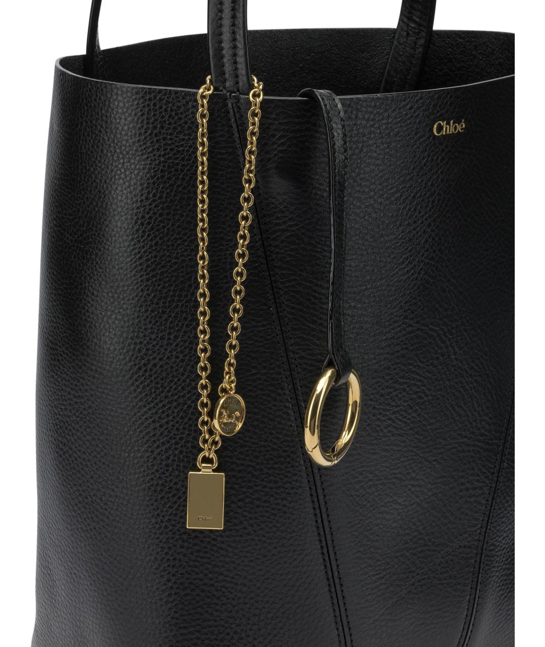 CHLOE Черная кожаная сумка тоут, фото 4