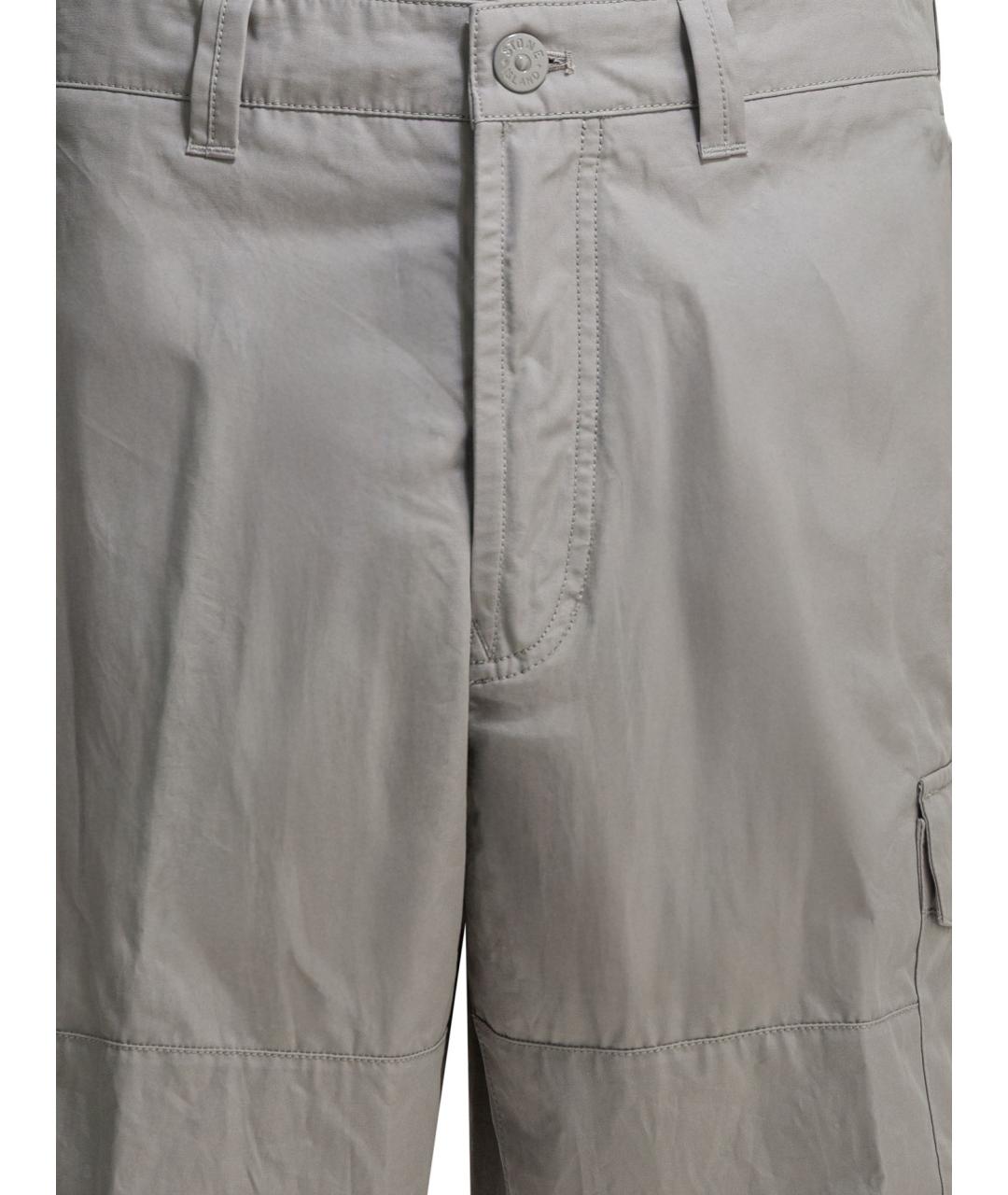 STONE ISLAND Серые хлопковые повседневные брюки, фото 3