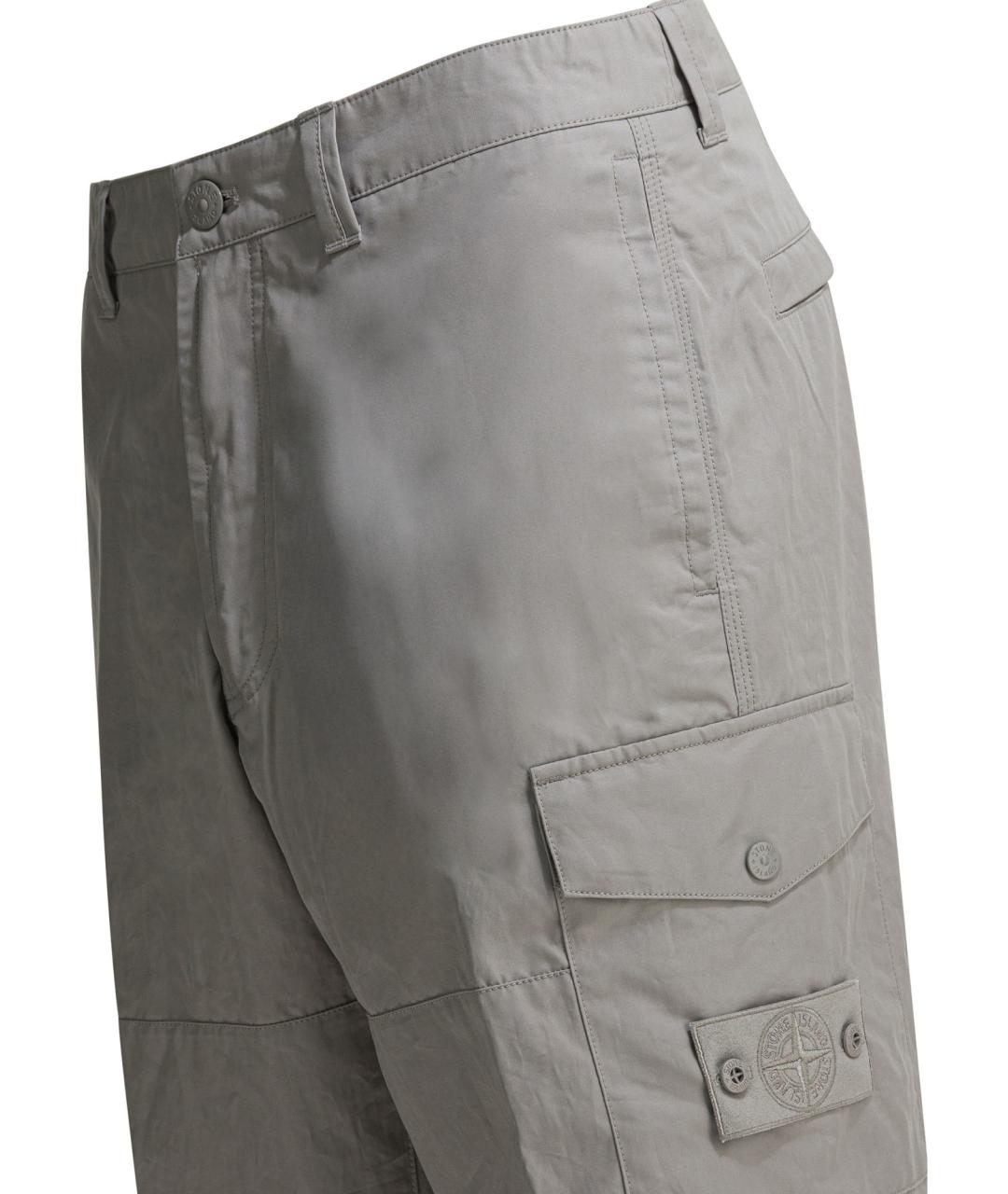 STONE ISLAND Серые хлопковые повседневные брюки, фото 4