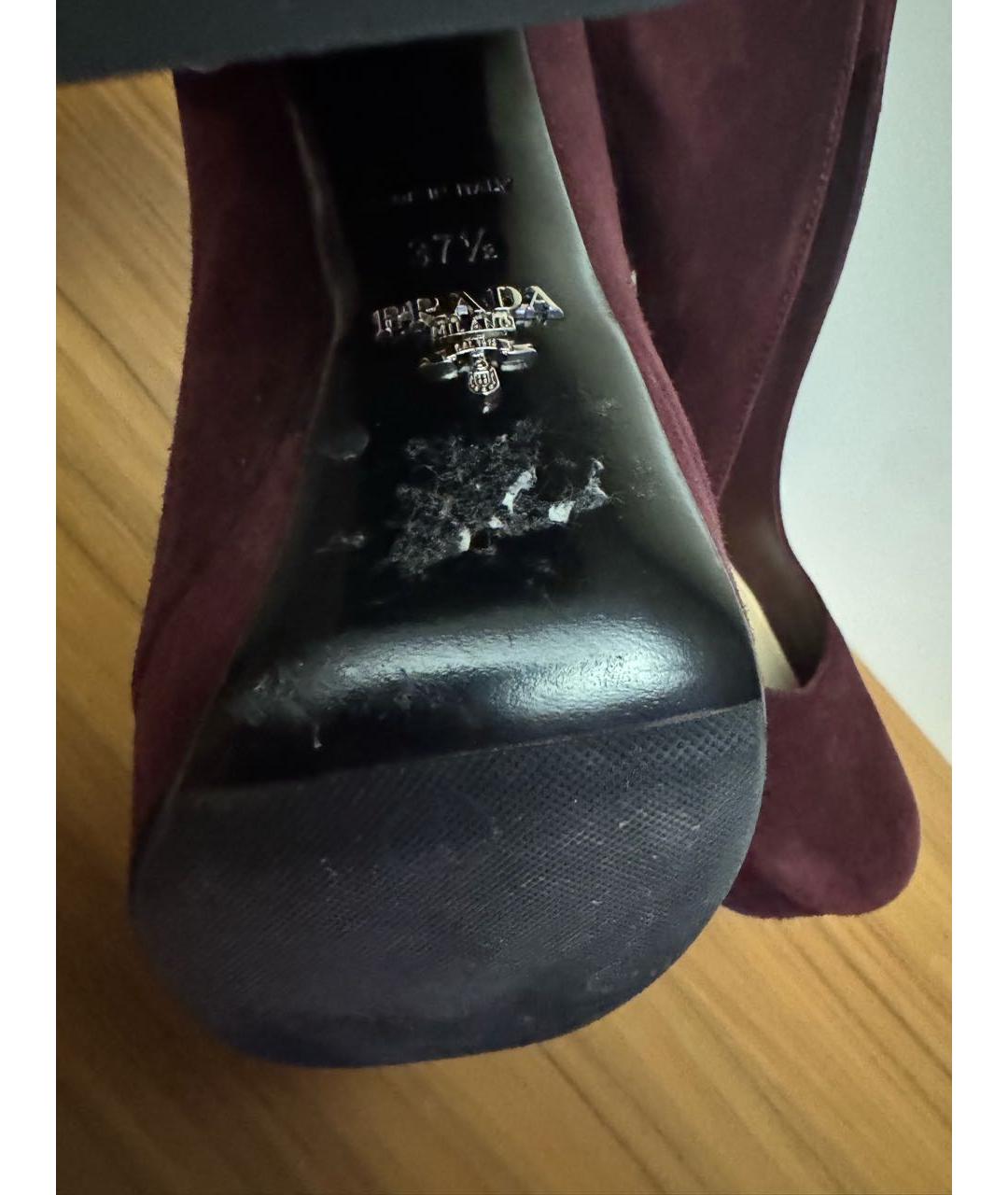 PRADA Бордовые замшевые туфли, фото 5