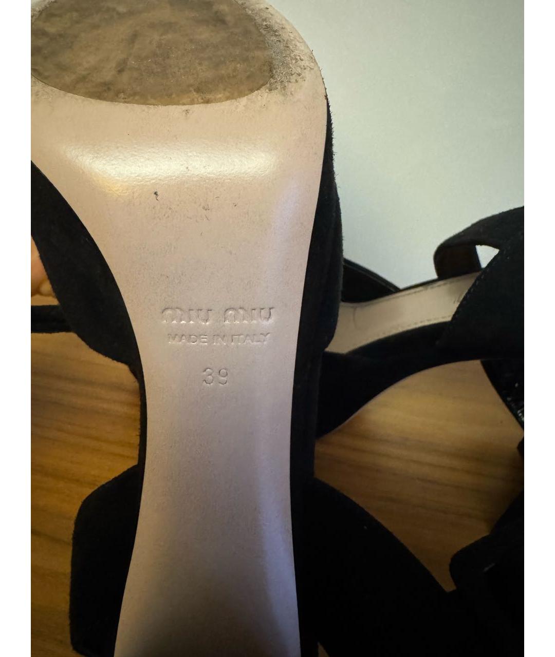 MIU MIU Черные замшевые босоножки, фото 5