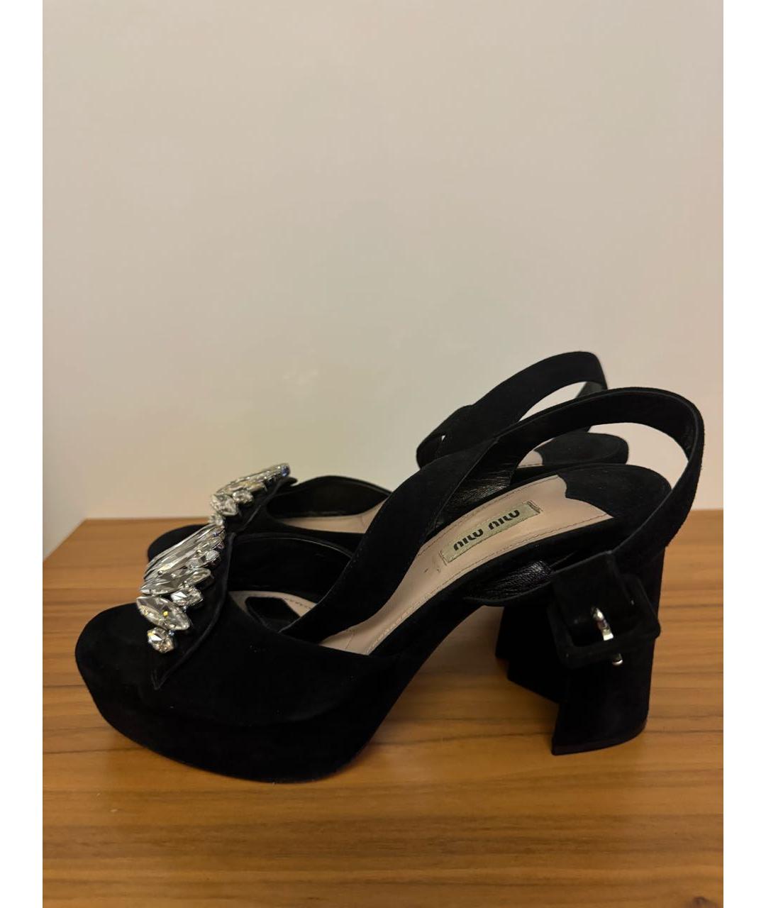 MIU MIU Черные замшевые босоножки, фото 6