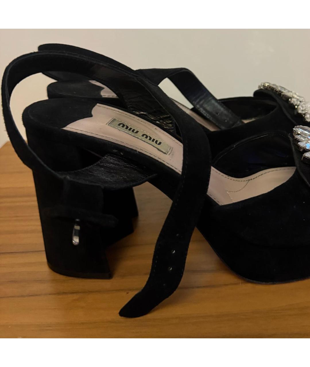 MIU MIU Черные замшевые босоножки, фото 2