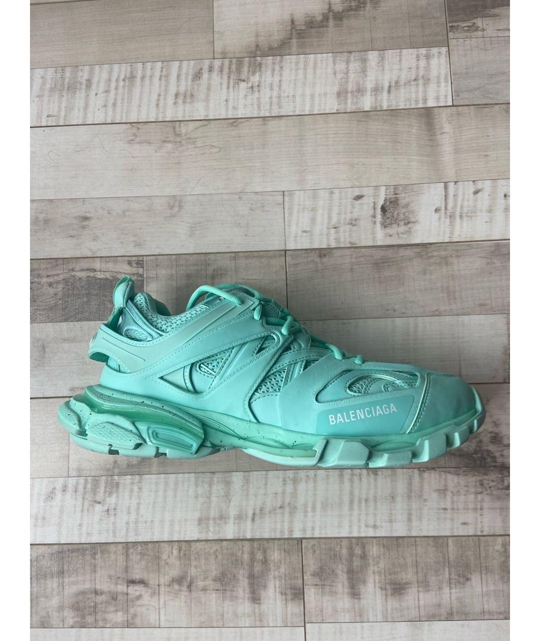 BALENCIAGA Бирюзовые синтетические низкие кроссовки / кеды, фото 6