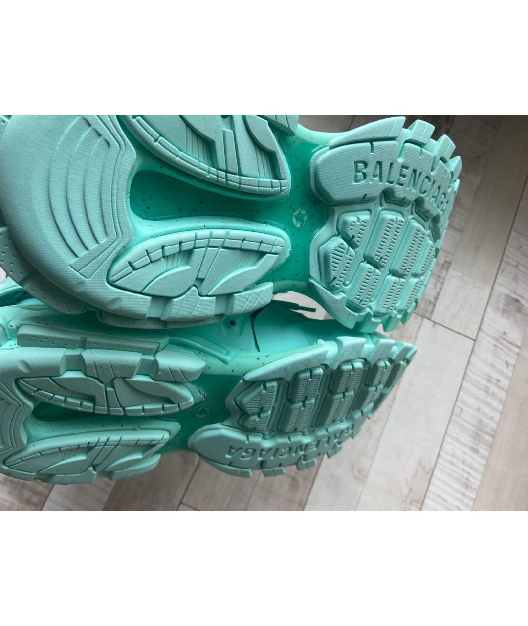 BALENCIAGA Бирюзовые синтетические низкие кроссовки / кеды, фото 5