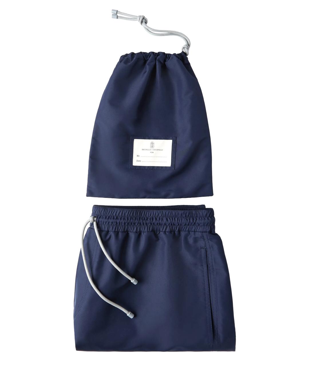 BRUNELLO CUCINELLI Синие полиэстеровые плавки, фото 3