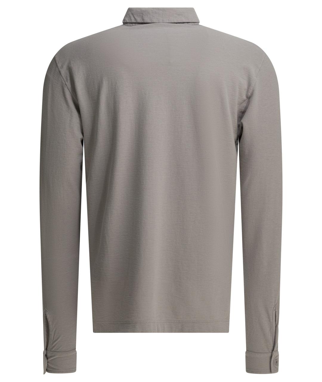 STONE ISLAND Серое хлопковое поло с длинным рукавом, фото 2