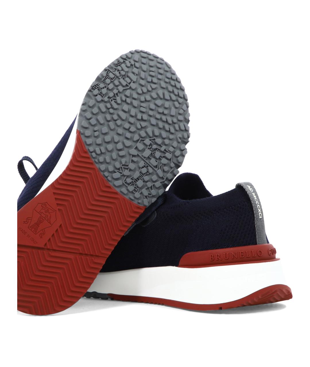 BRUNELLO CUCINELLI Синие текстильные низкие кроссовки / кеды, фото 5