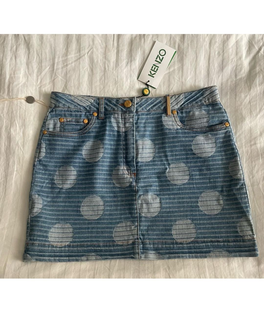 KENZO Голубая хлопковая юбка мини, фото 6