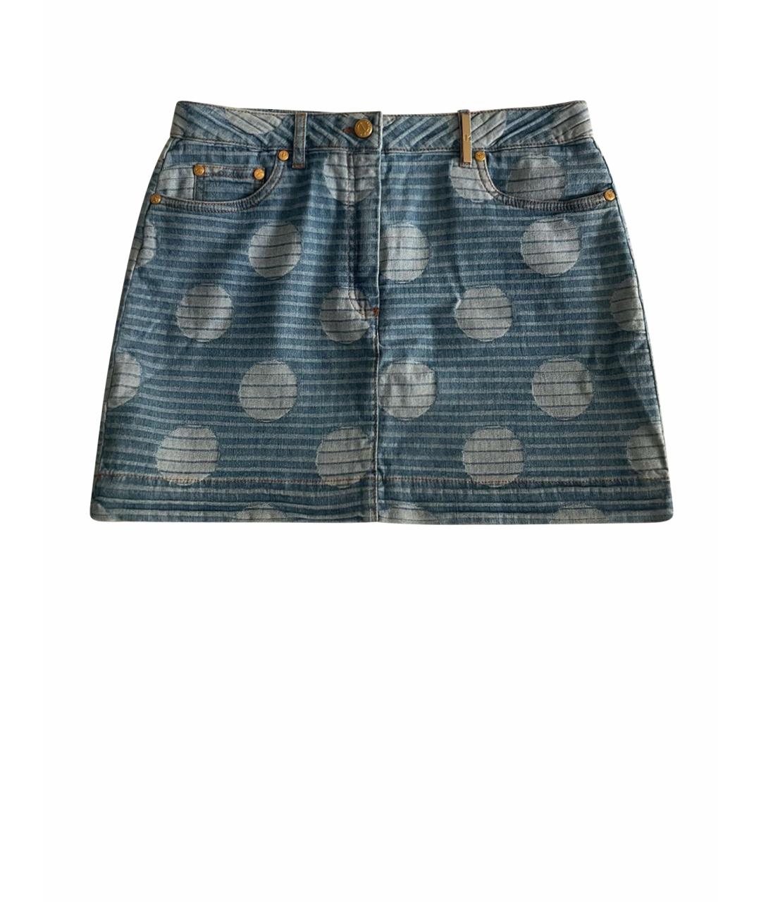 KENZO Голубая хлопковая юбка мини, фото 1