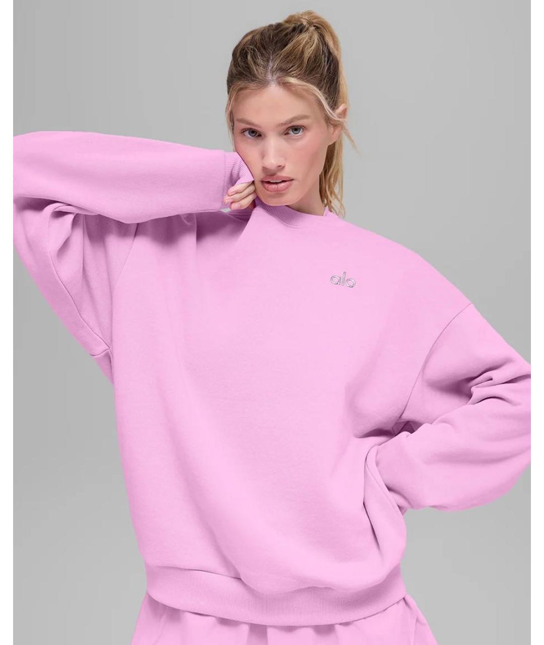 ALO YOGA Розовый хлопковый спортивные костюмы, фото 2