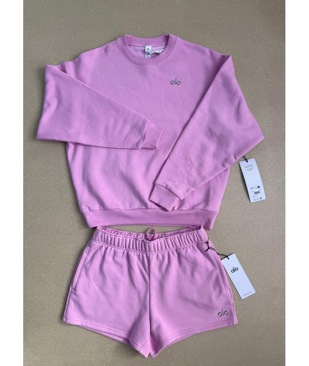 ALO YOGA Розовый хлопковый спортивные костюмы, фото 4