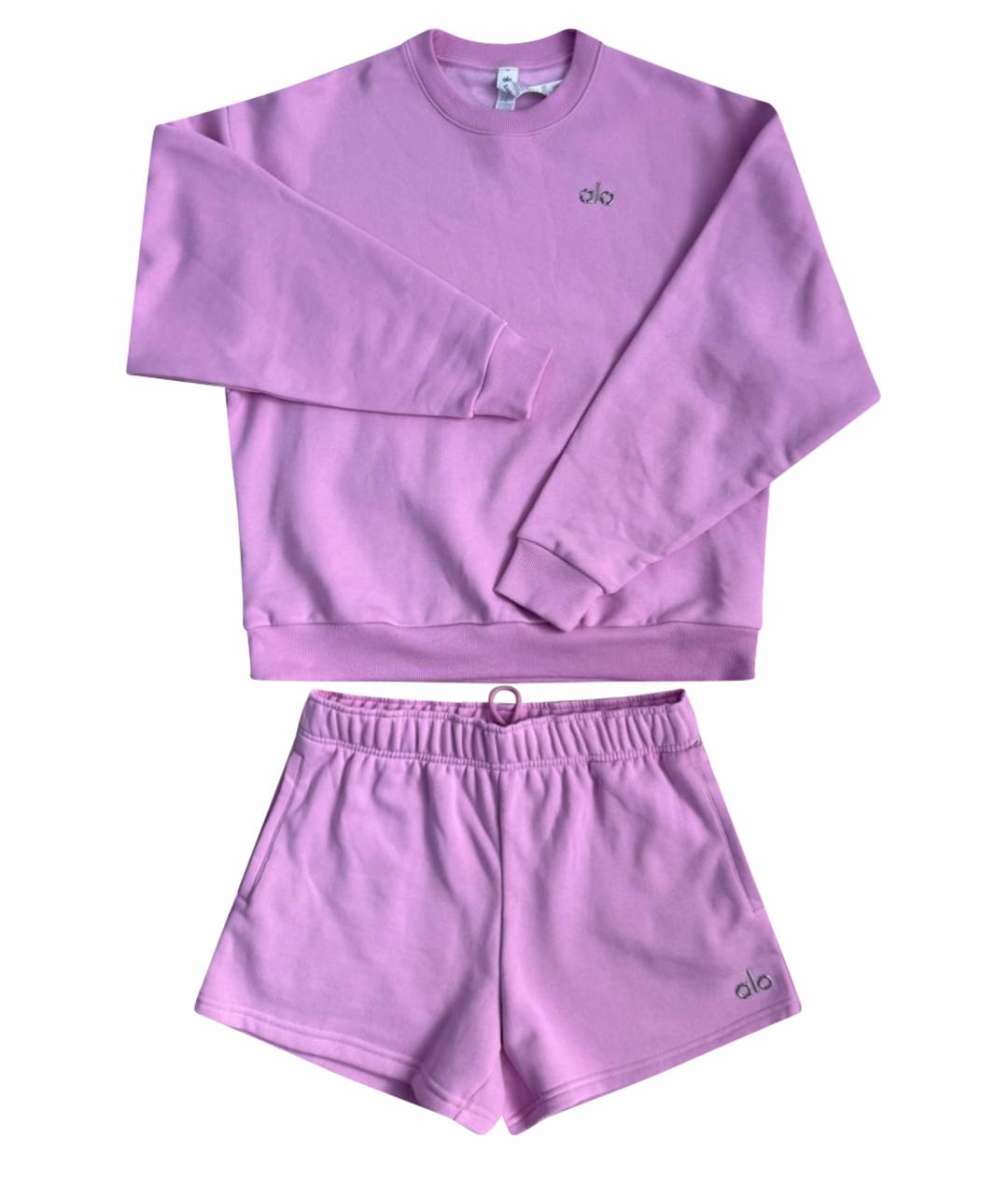 ALO YOGA Розовый хлопковый спортивные костюмы, фото 1