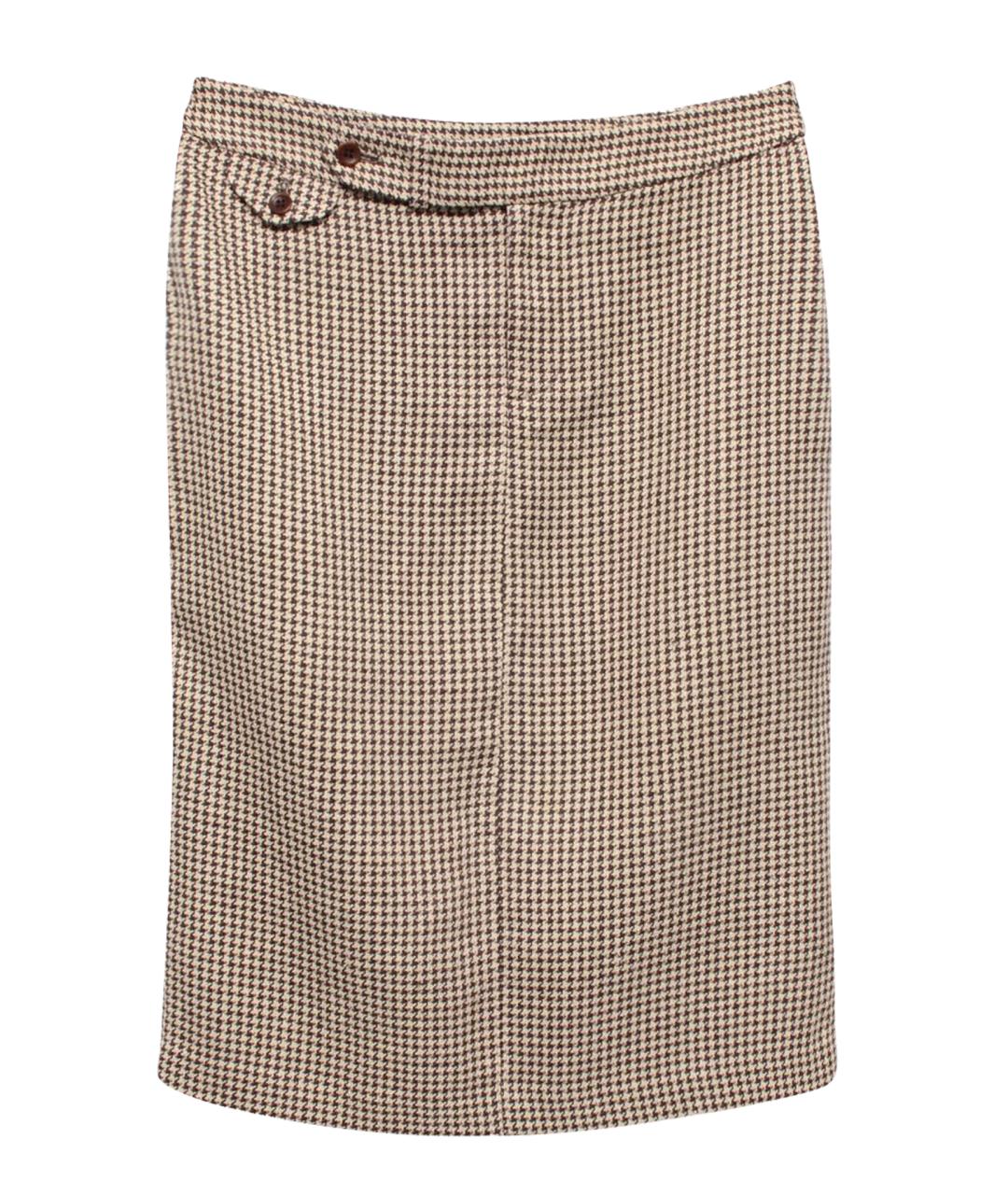 RALPH LAUREN Бежевая льняная юбка миди, фото 1