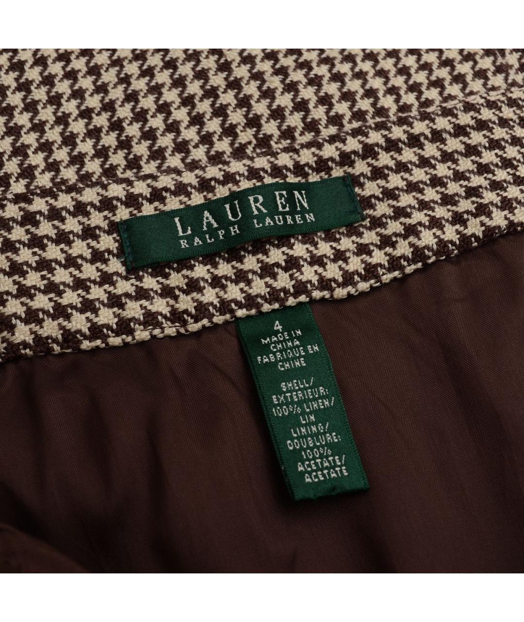 RALPH LAUREN Бежевая льняная юбка миди, фото 4