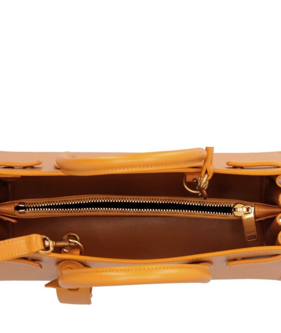 SAINT LAURENT Оранжевая кожаная сумка тоут, фото 6