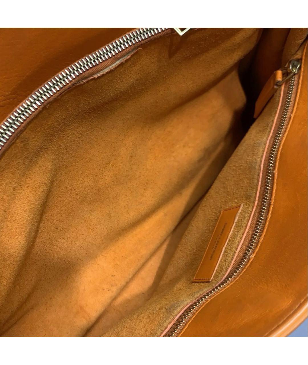 SAINT LAURENT Оранжевая кожаная сумка тоут, фото 4