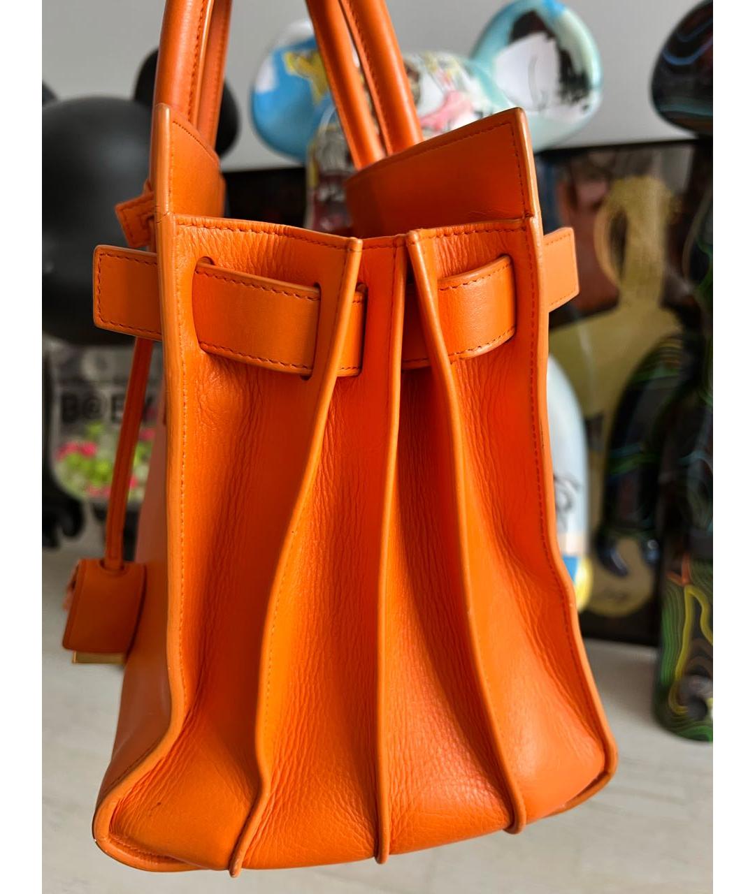 SAINT LAURENT Оранжевая кожаная сумка тоут, фото 7