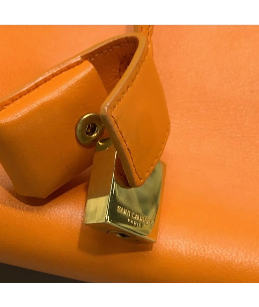 SAINT LAURENT Оранжевая кожаная сумка тоут, фото 3
