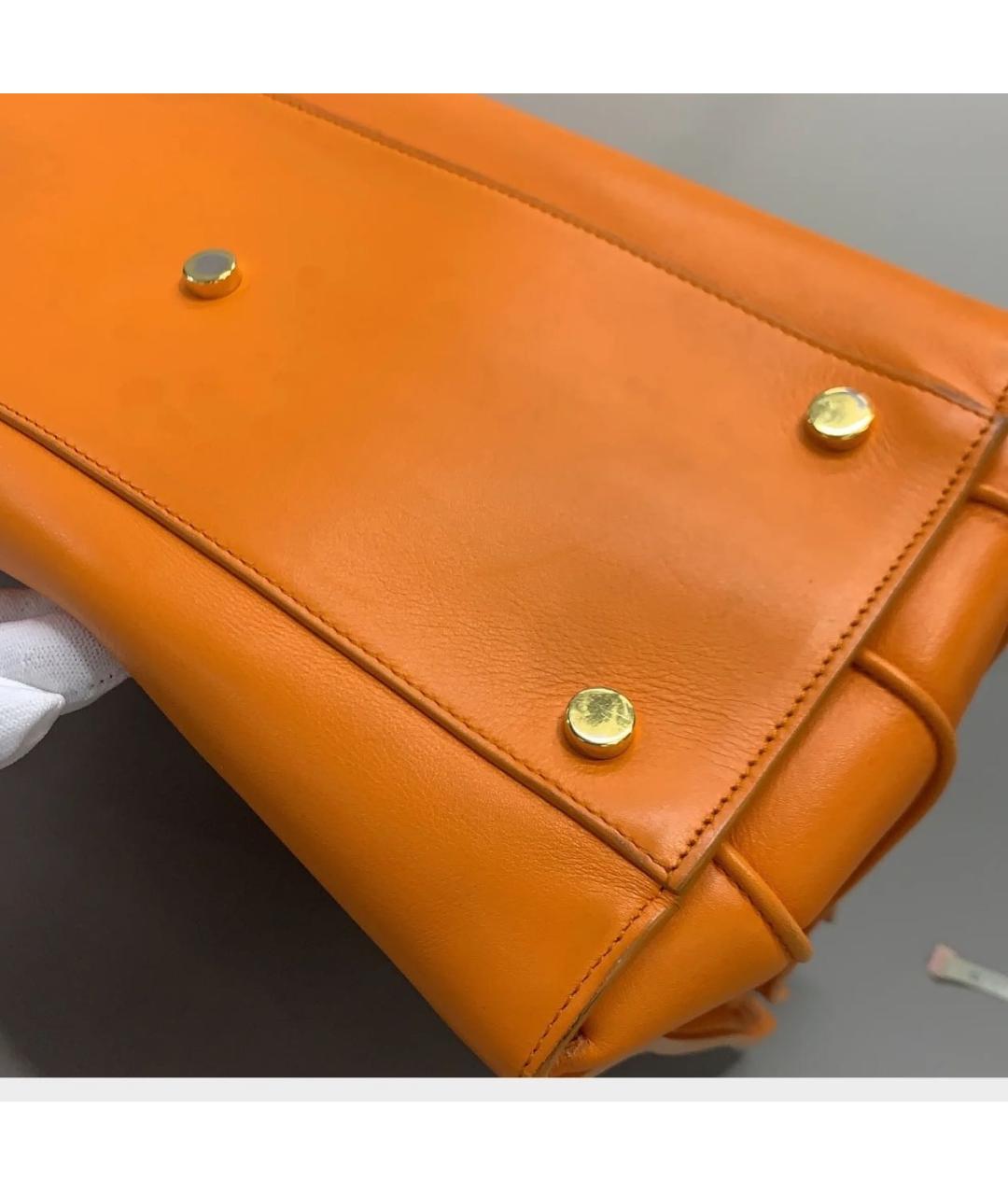 SAINT LAURENT Оранжевая кожаная сумка тоут, фото 5