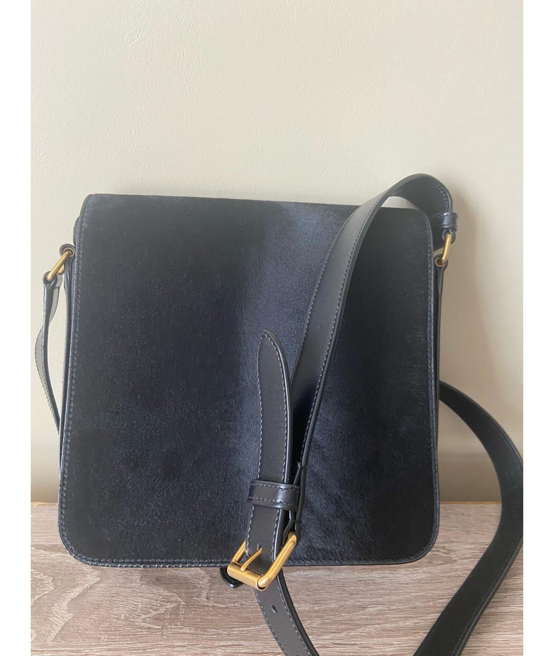 SAINT LAURENT Черная меховая сумка на плечо, фото 2