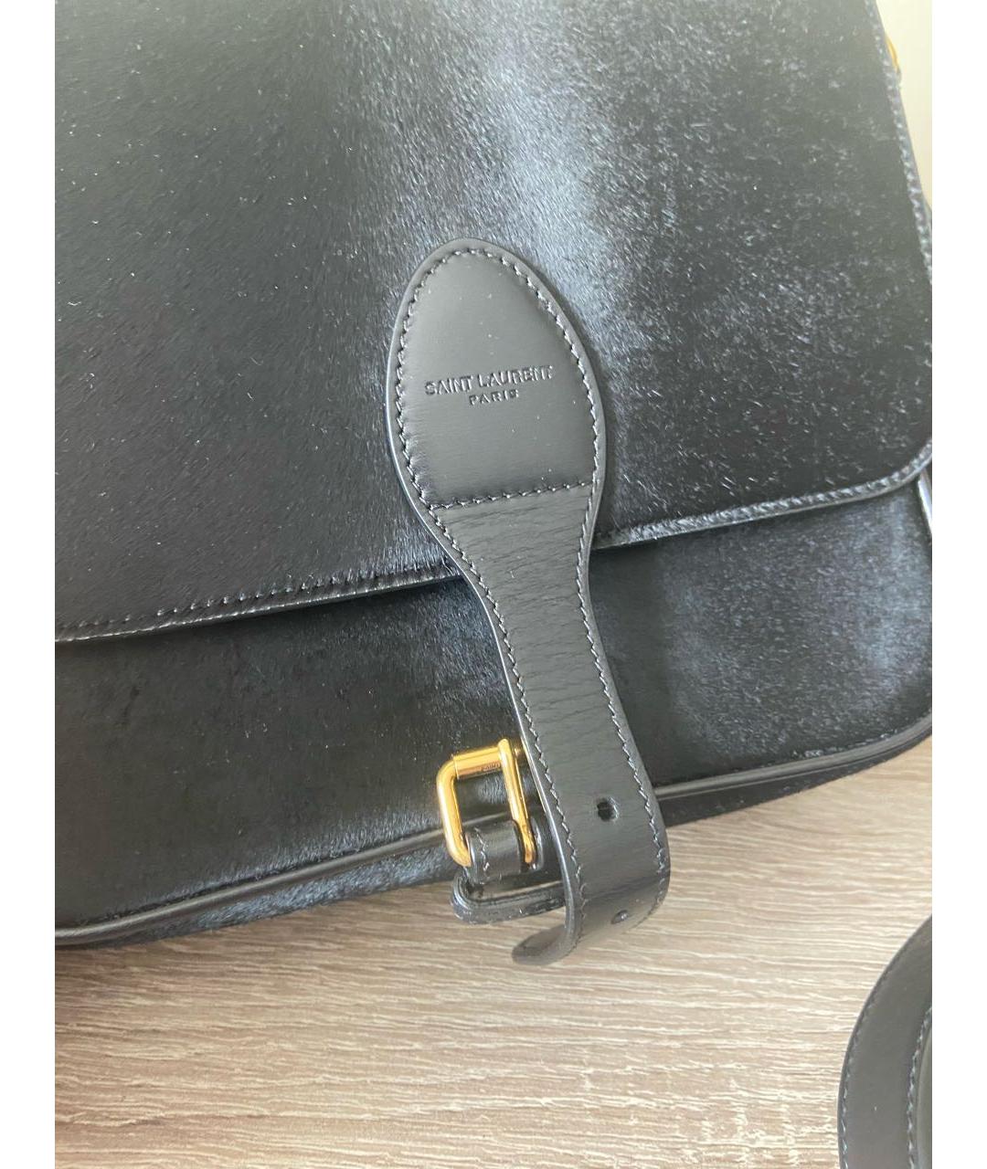 SAINT LAURENT Черная меховая сумка на плечо, фото 3