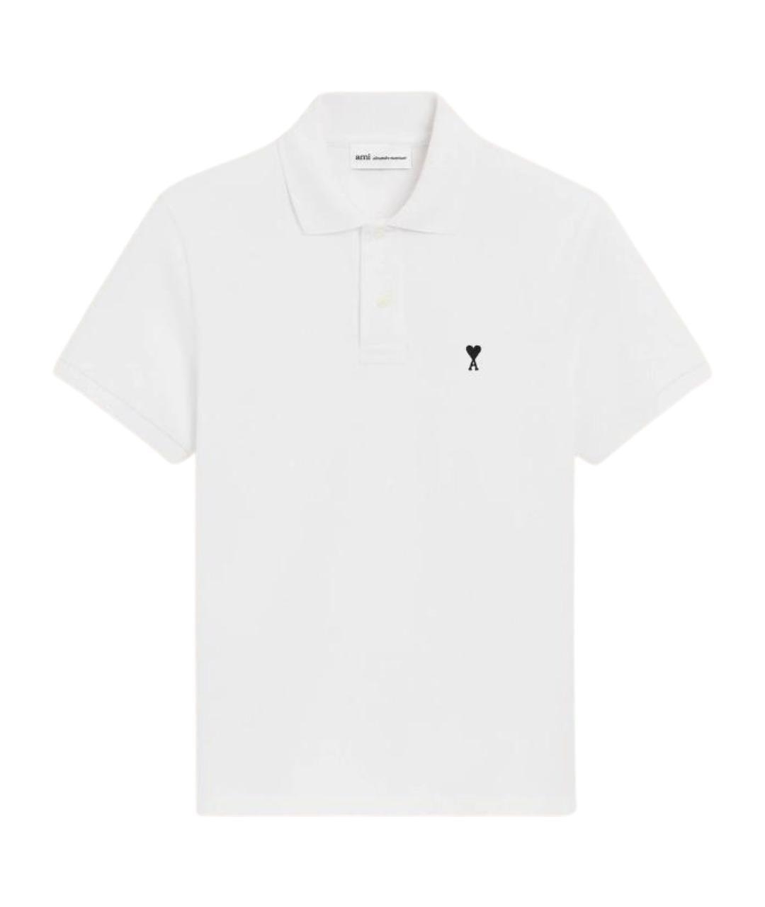 Ami Paris Белое хлопковое поло с коротким рукавом, фото 1
