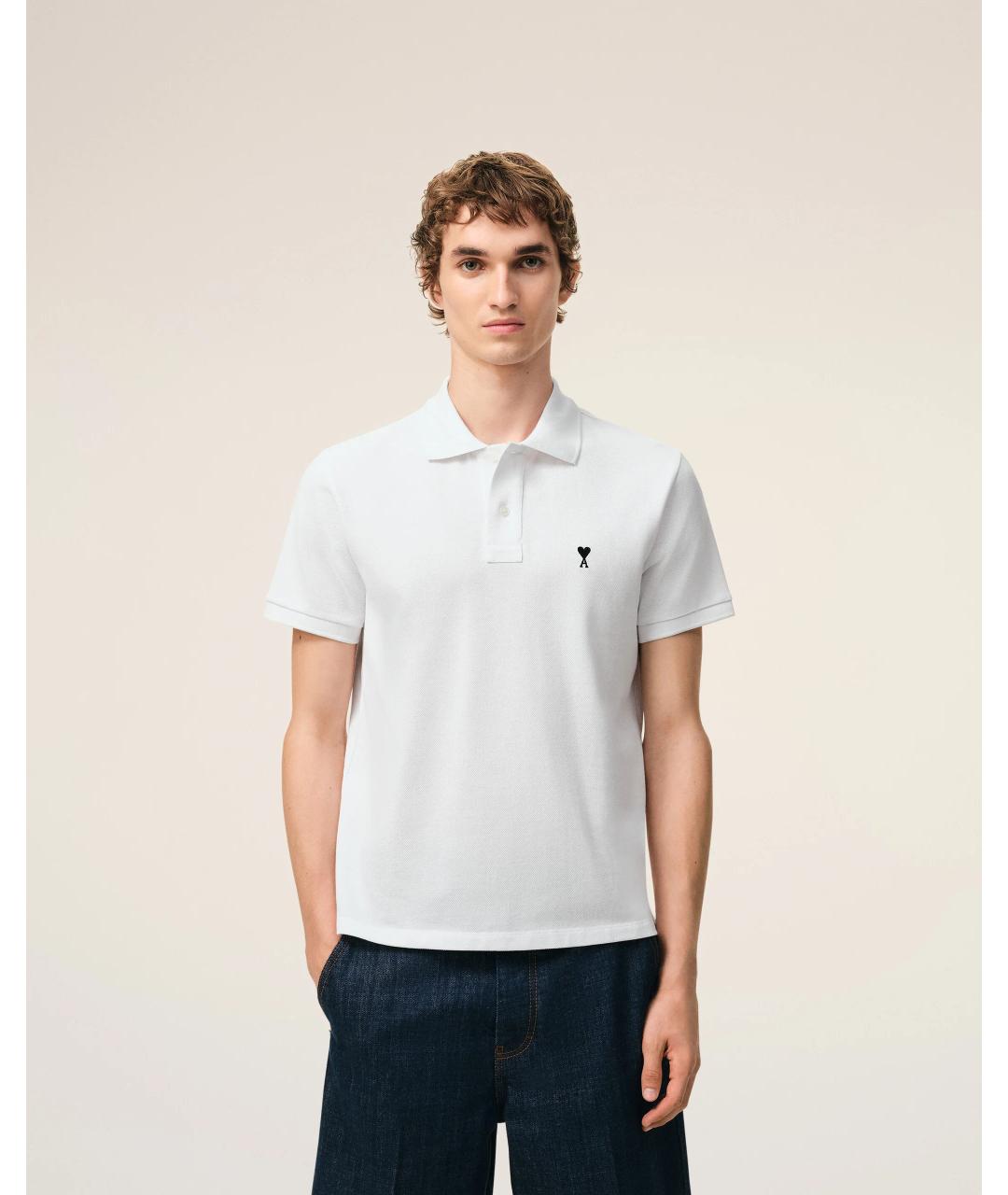 Ami Paris Белое хлопковое поло с коротким рукавом, фото 3