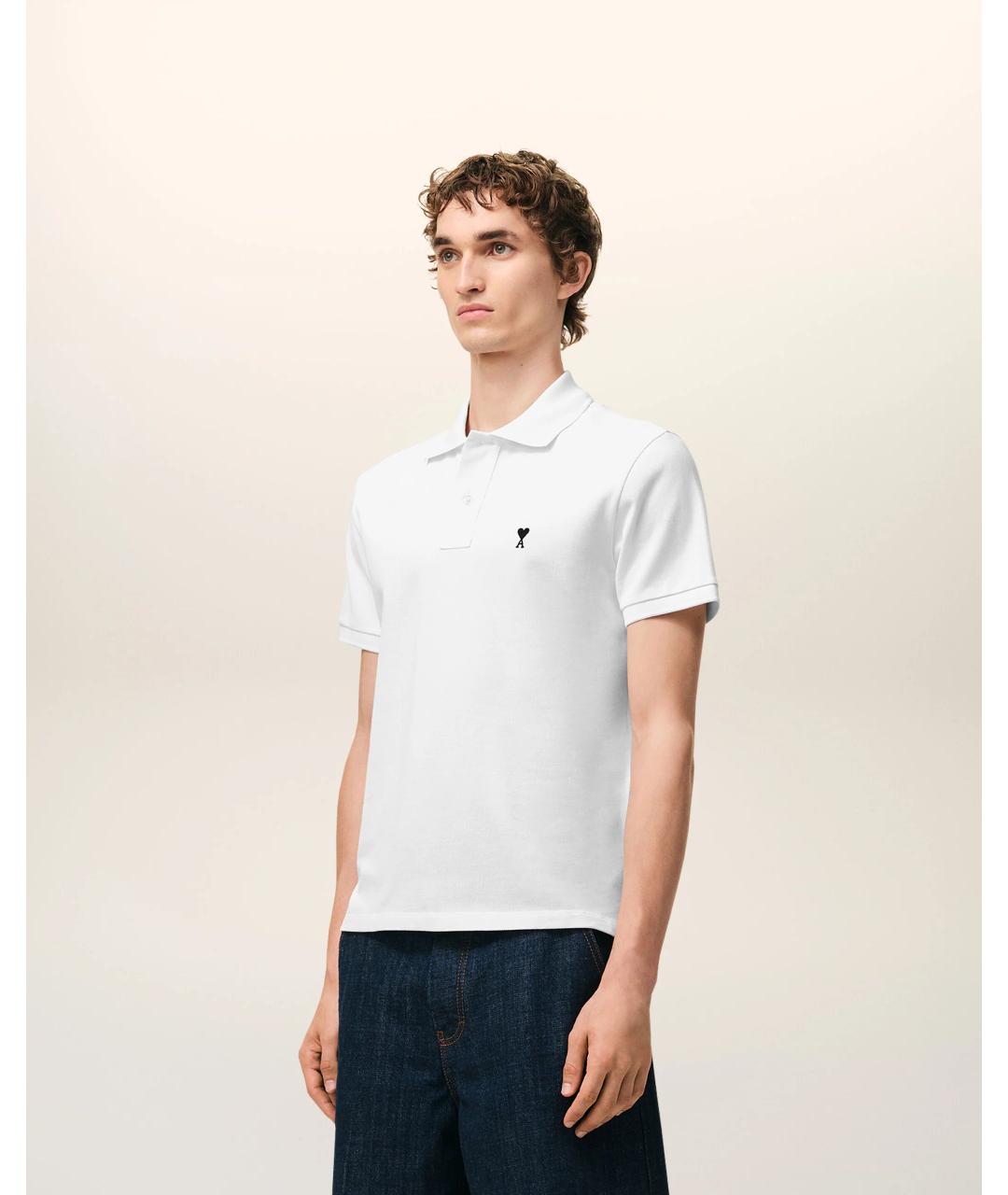 Ami Paris Белое хлопковое поло с коротким рукавом, фото 6