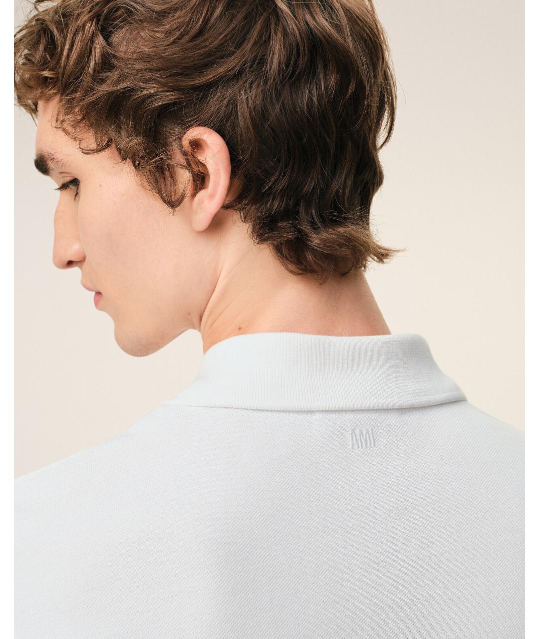 Ami Paris Белое хлопковое поло с коротким рукавом, фото 4