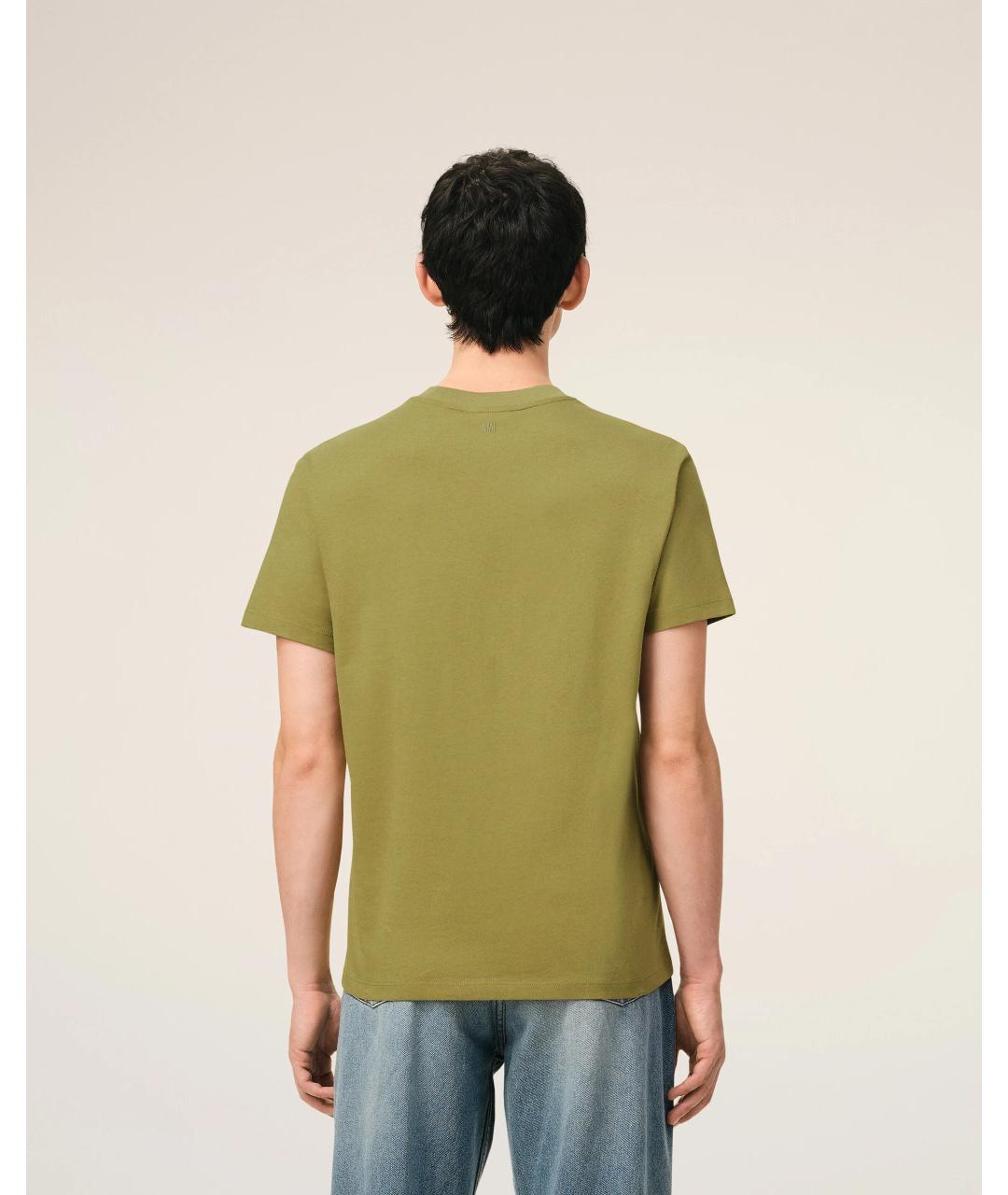 Ami Paris Зеленая хлопковая футболка, фото 6