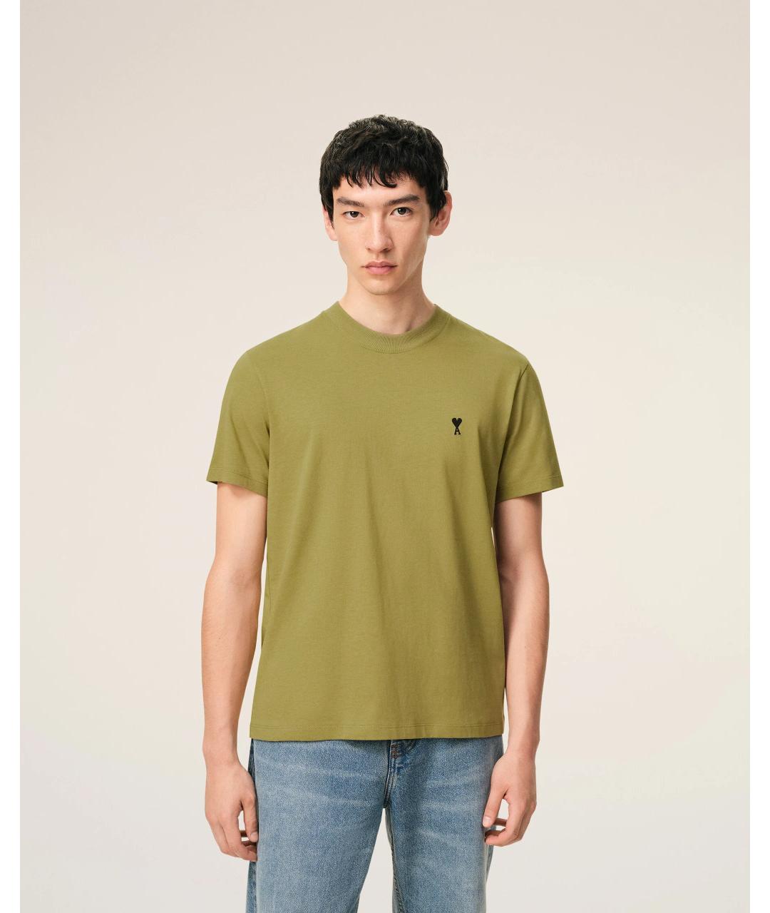 Ami Paris Зеленая хлопковая футболка, фото 4