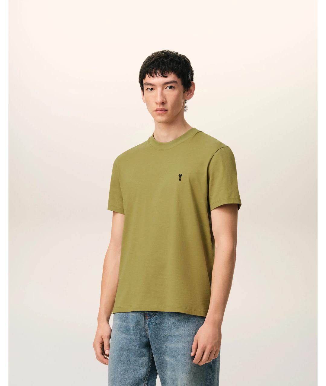 Ami Paris Зеленая хлопковая футболка, фото 5