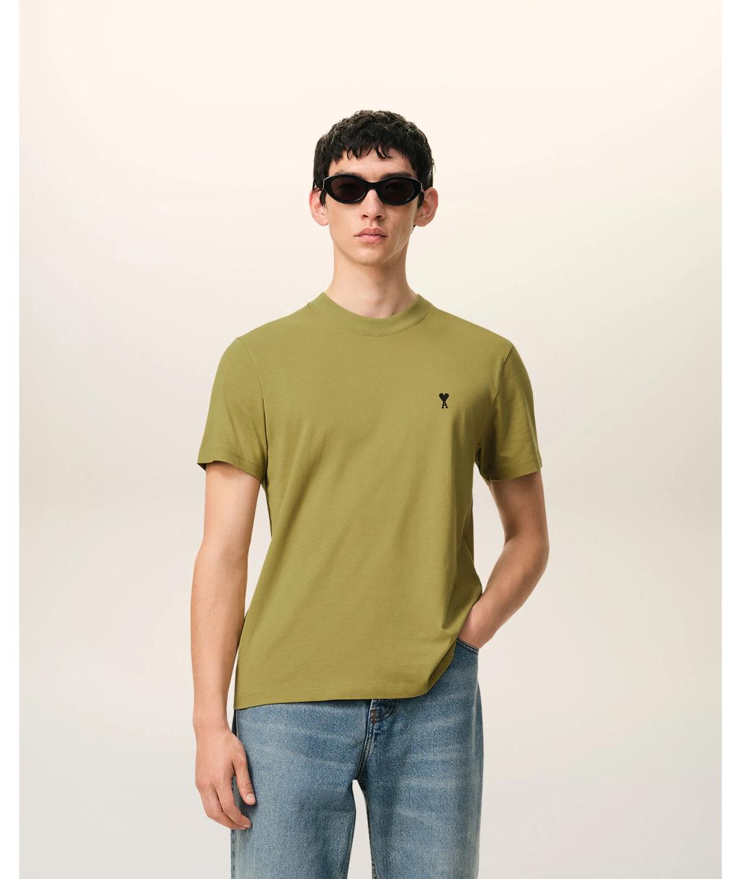 Ami Paris Зеленая хлопковая футболка, фото 3