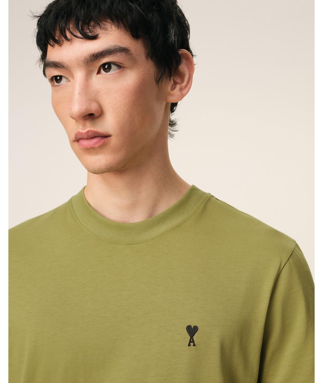 Ami Paris Зеленая хлопковая футболка, фото 2