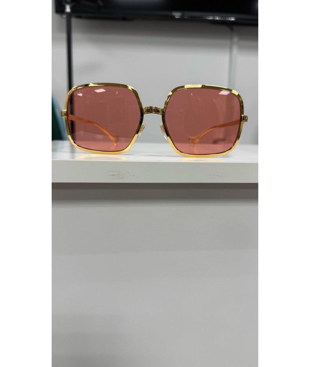 GUCCI Розовые металлические солнцезащитные очки, фото 5